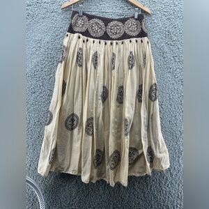For The Republic Beige and Black A-Line Skirt